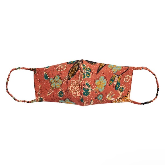 ULLA JOHNSON Mesa Floral orange floral print Face Mask - Picture 3 of 4